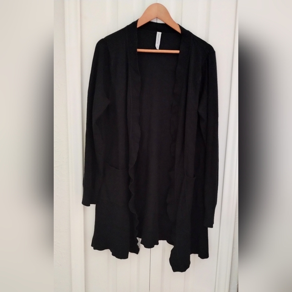 Long,Black Open Flyaway Cardigan by Zenana - Picture 3 of 12